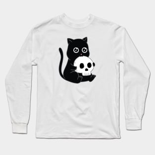 Cat cute and skull Long Sleeve T-Shirt